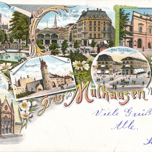 Litho - Karte gruss aus Mülhausen Thüringen Ansichtskarte (9061)
