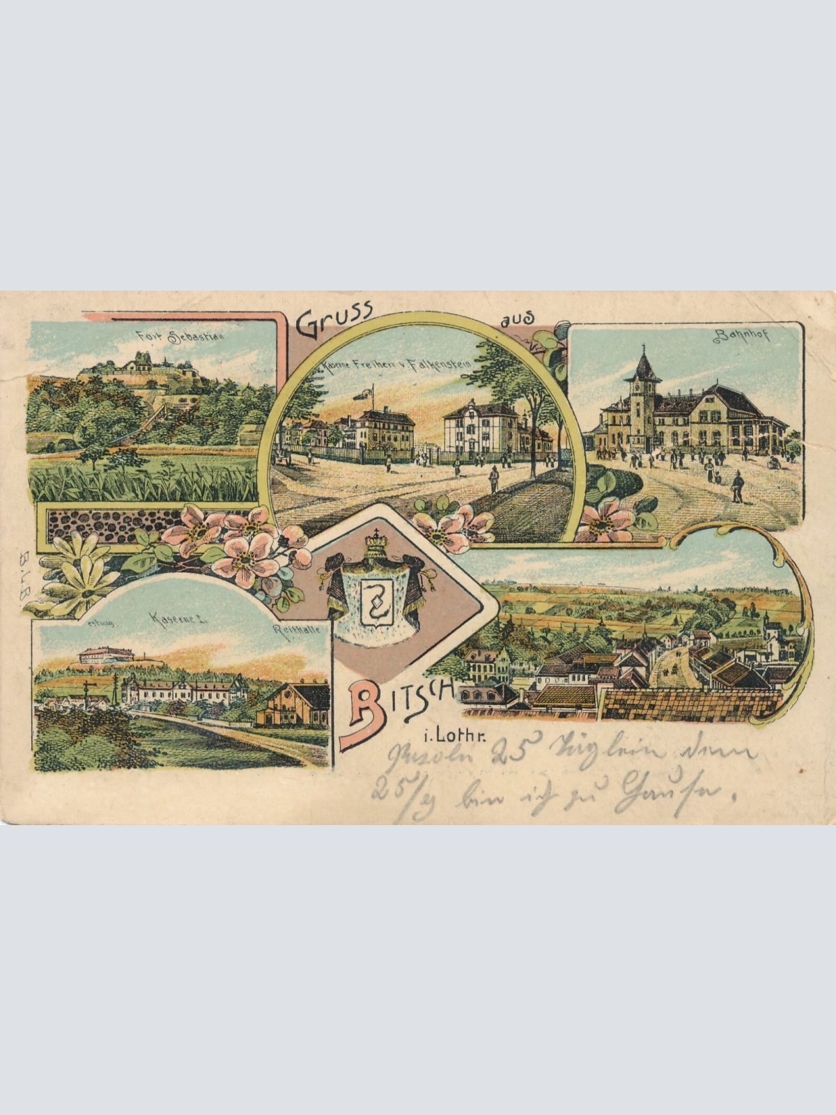 Litho - Karte gruss aus Bitsch Mehrbildkarte Frankreich Ansichtskarte (9331)