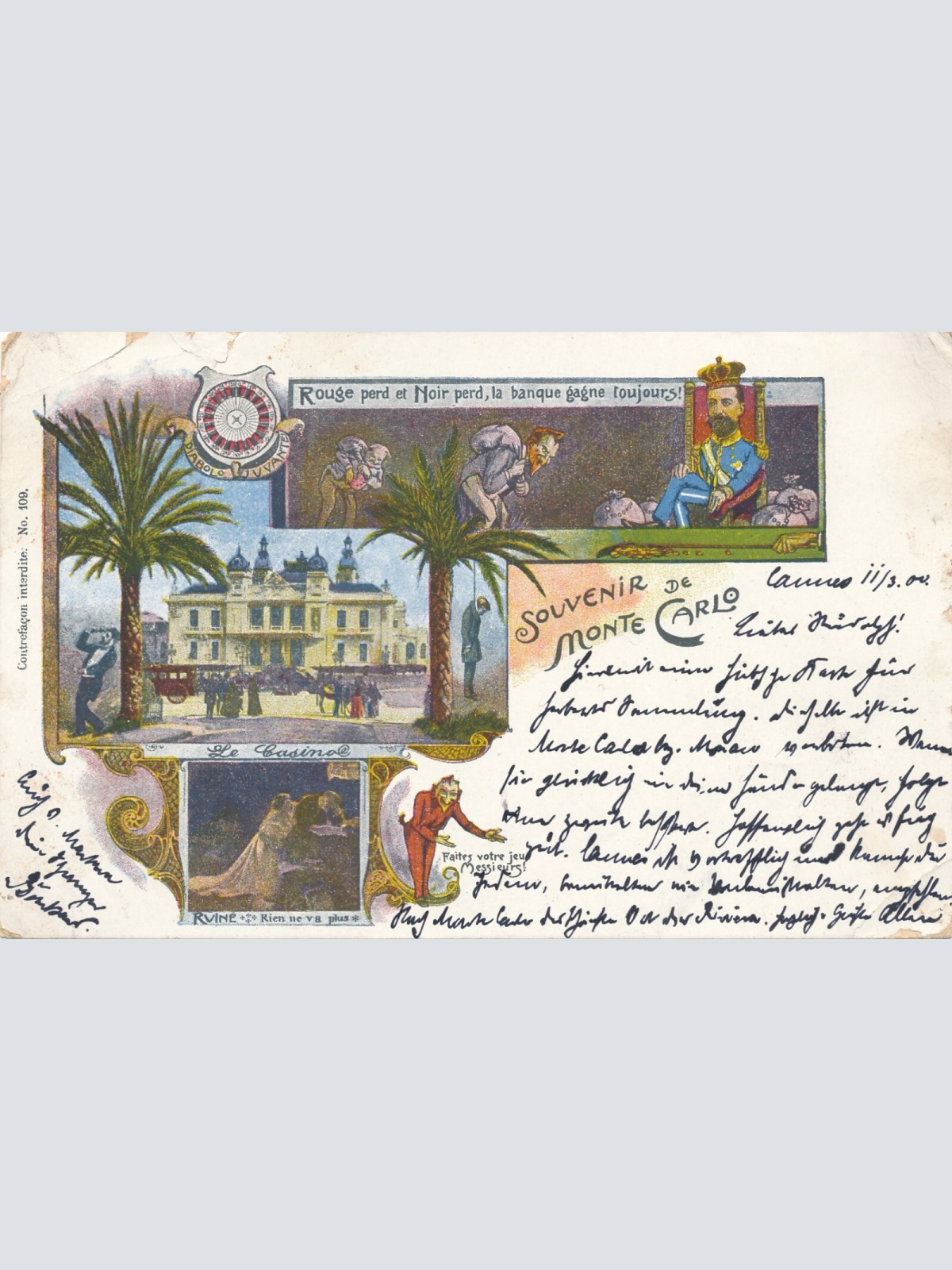 Litho - Karte gruss aus Monte Carlo Monaco Ansichtskarte (9324)