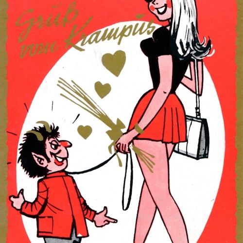 AK, Gruß vom Krampus, zu schön wär es selbst an der Leine (S2346)