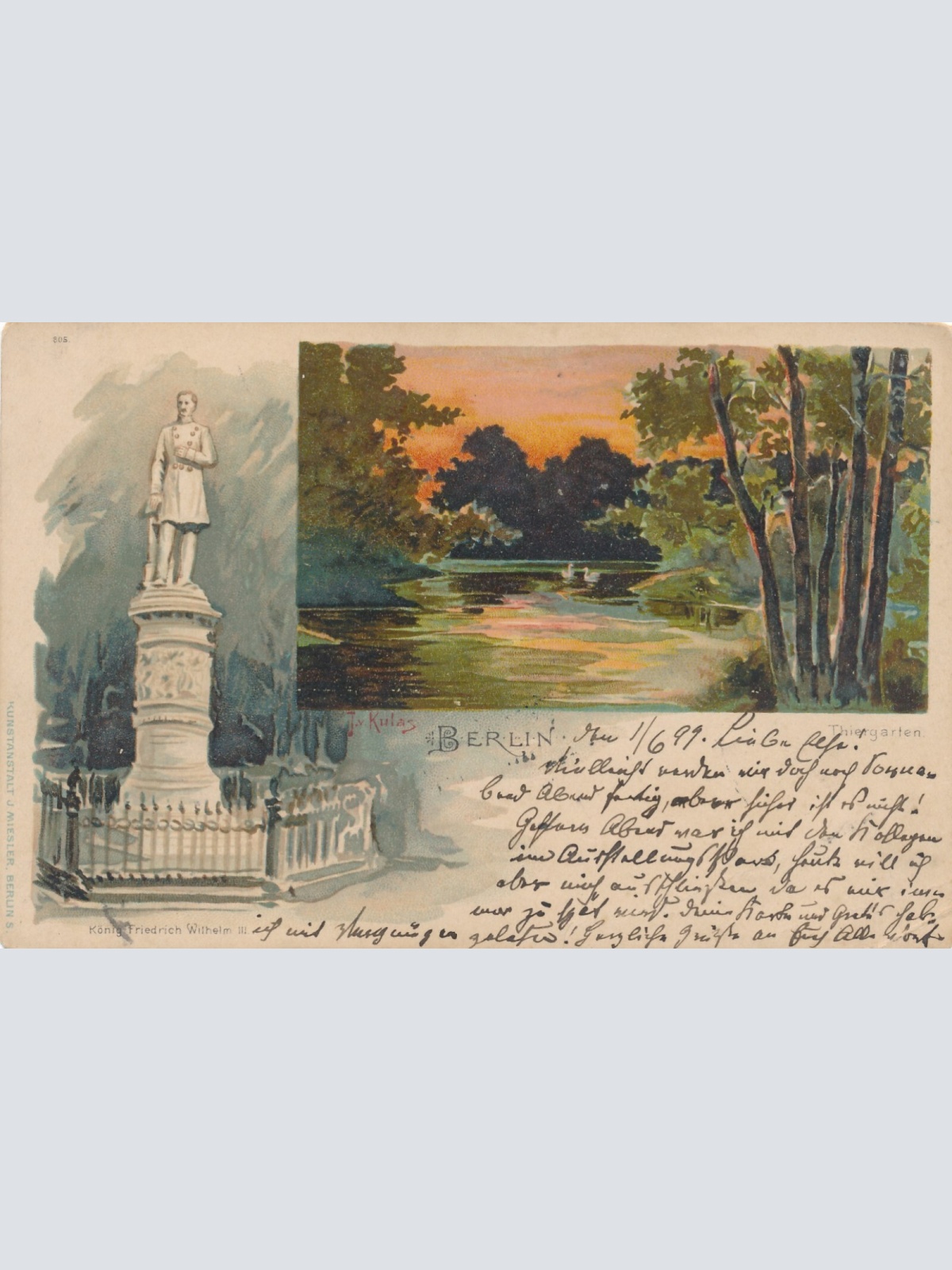 Litho - Karte gruss aus Berlin Thiergarten Ansichtskarte (9352)