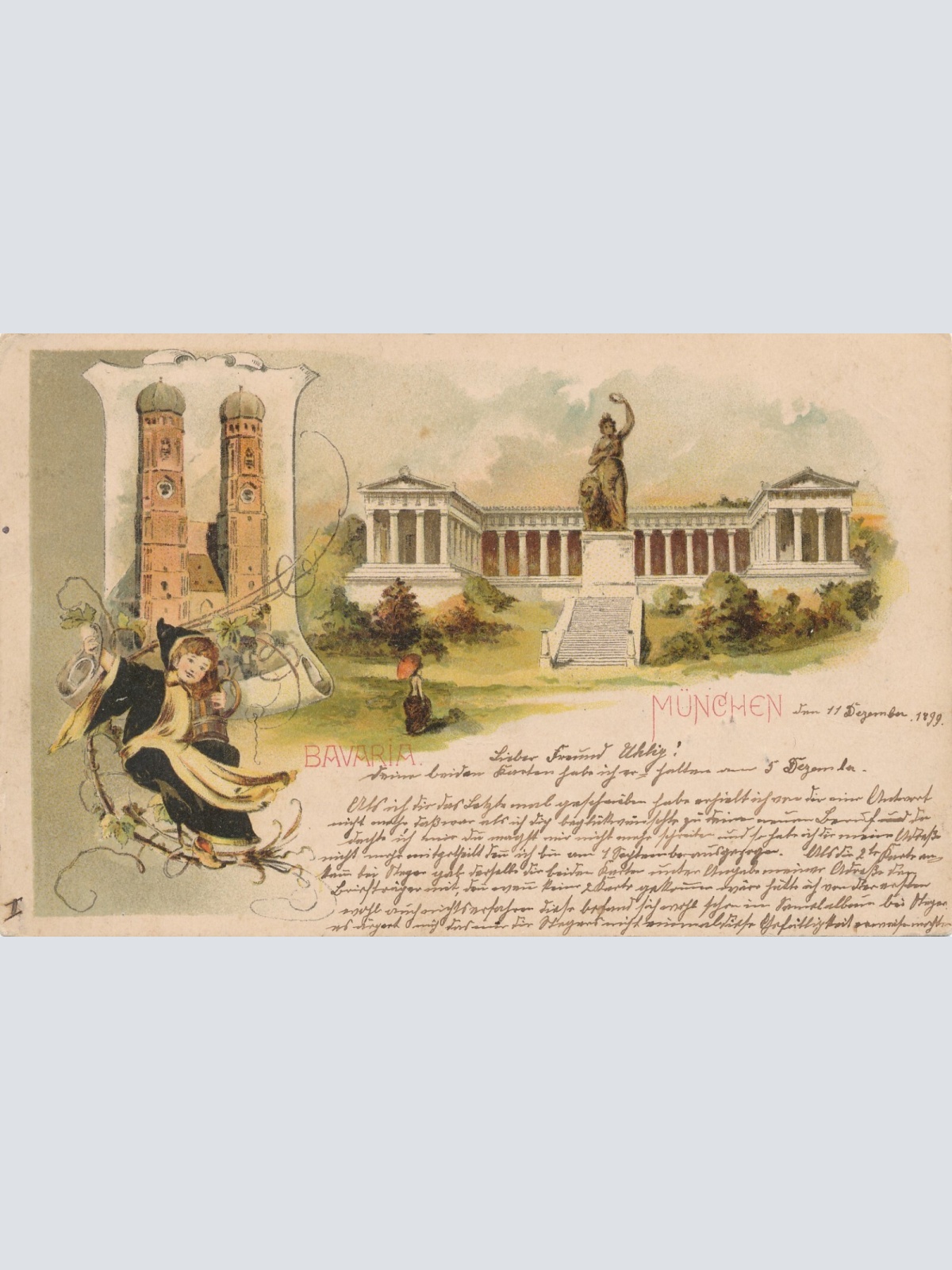 Litho - Karte gruss aus München Bavaria Bayern Ansichtskarte (9342)