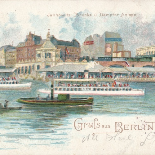 Litho - Karte gruss aus Berlin mit Dampfer Ansichtskarte (9345)