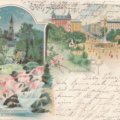 Litho - Karte gruss aus Berlin Belle Alliance Platz Ansichtskarte (9350)