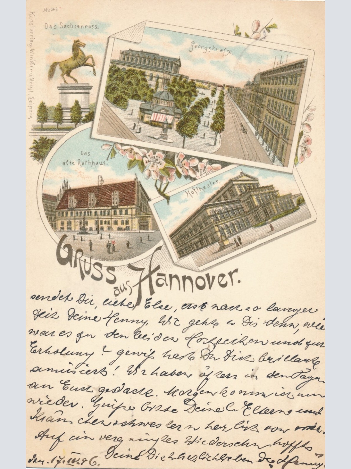 Litho - Karte gruss aus Hannover Niedersachsen Ansichtskarte (9261)