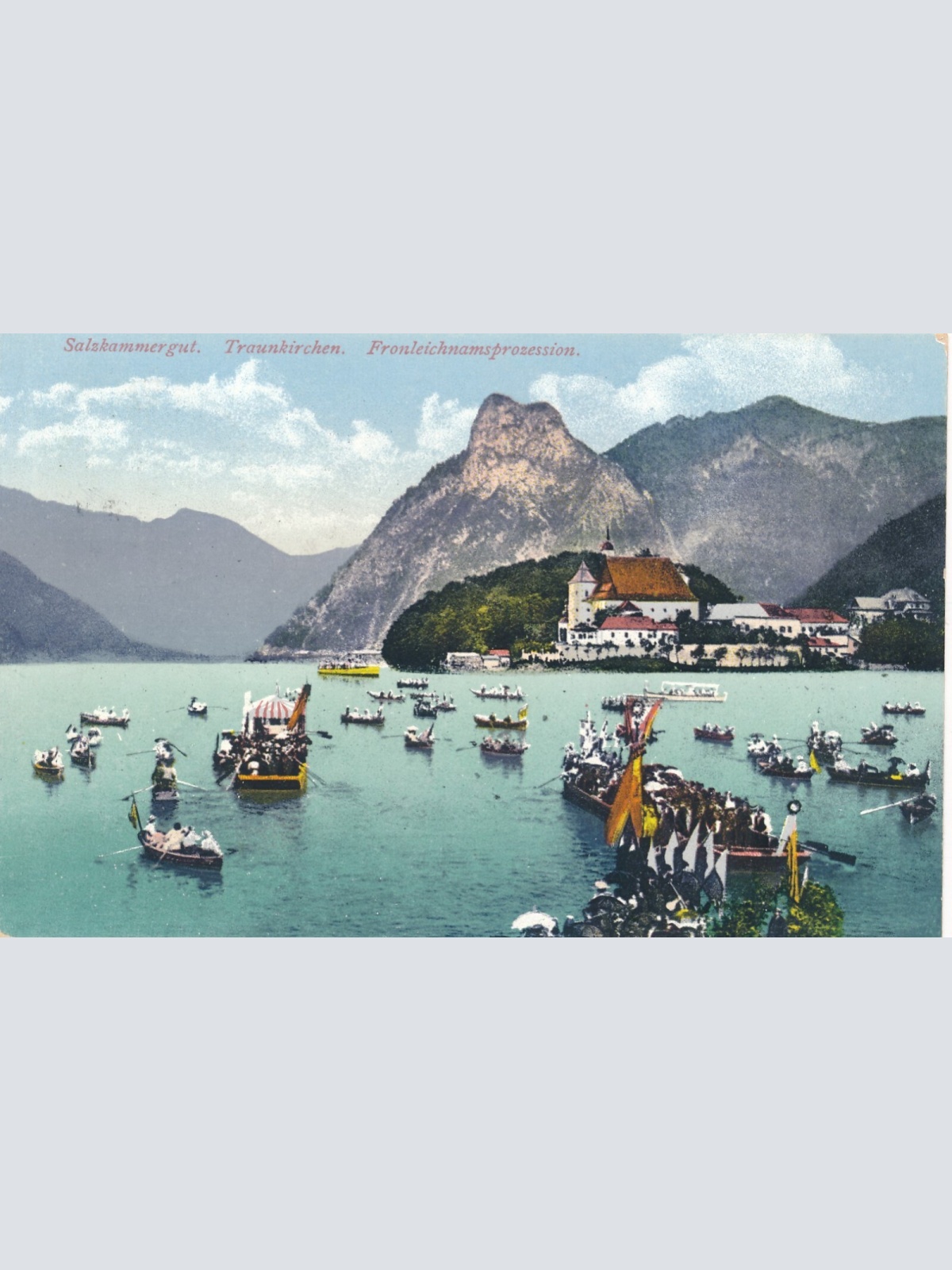 AK aus Traunkirchen Frohnleichnamsprocession Oberösterreich Ansichtskarte (9737)