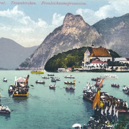 AK aus Traunkirchen Frohnleichnamsprocession Oberösterreich Ansichtskarte (9737)