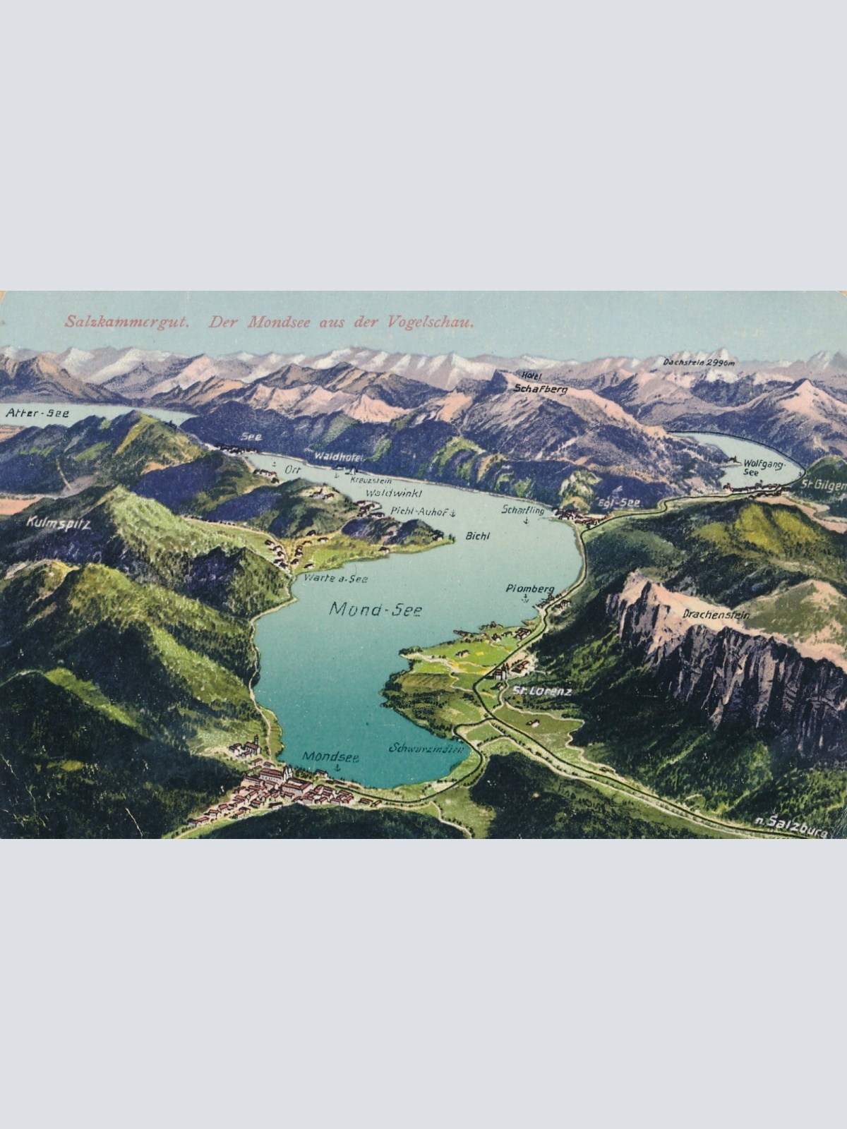 AK vom Mondsee aus der Vogelschau Oberösterreich Ansichtskarte (9298)