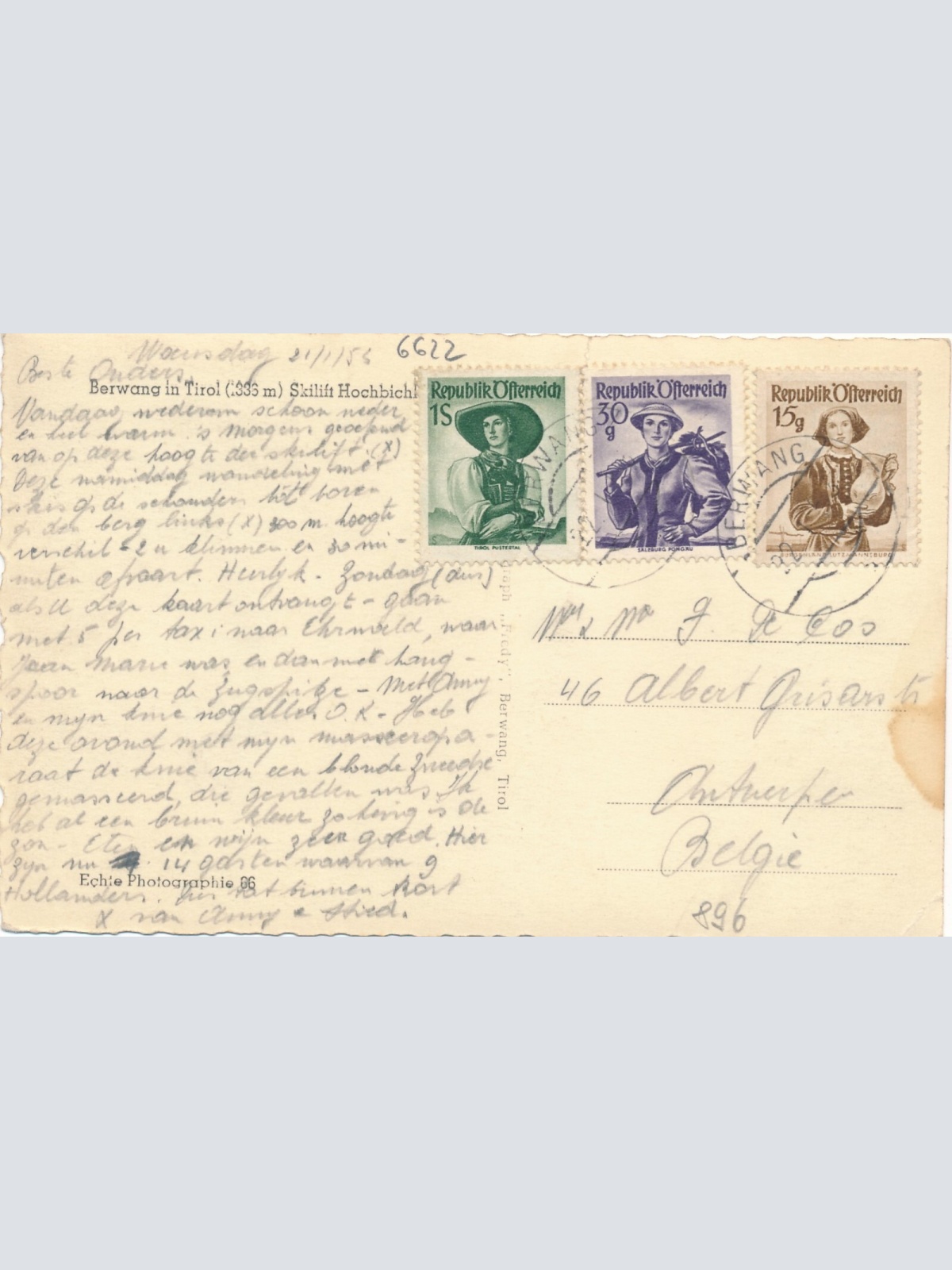 AK aus Berwang mit Skilift Tirol Ansichtskarte (9717)