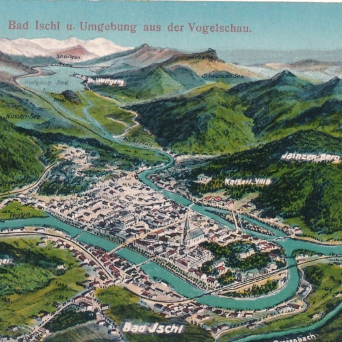 AK aus Bad Ischl aus der Vogelschau Oberösterreich Ansichtskarte (9953)