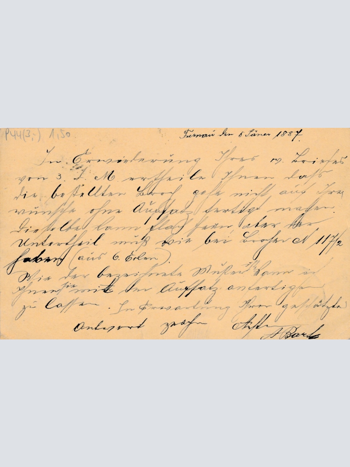 2 Kreuzer Ganzsachen - Karte 1887 aus Turnov (9981)