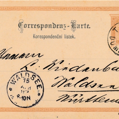 2 Kreuzer Ganzsachen - Karte 1892 aus Taus (9985)