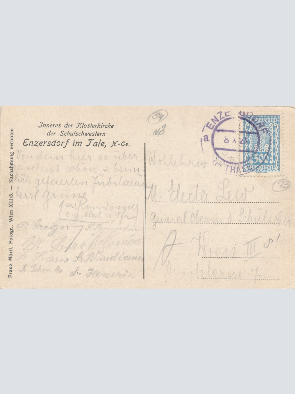 AK aus Enzersdorf inneres des Klosters Niederösterreich Ansichtskarte (9882)