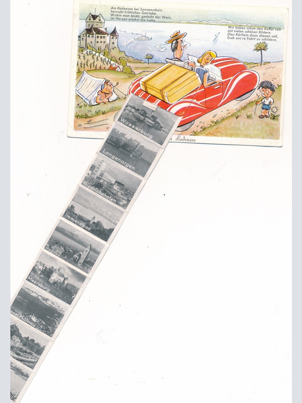 Motiv - Karte gruß vom Bodensee mit Cabrio Auto (10212)