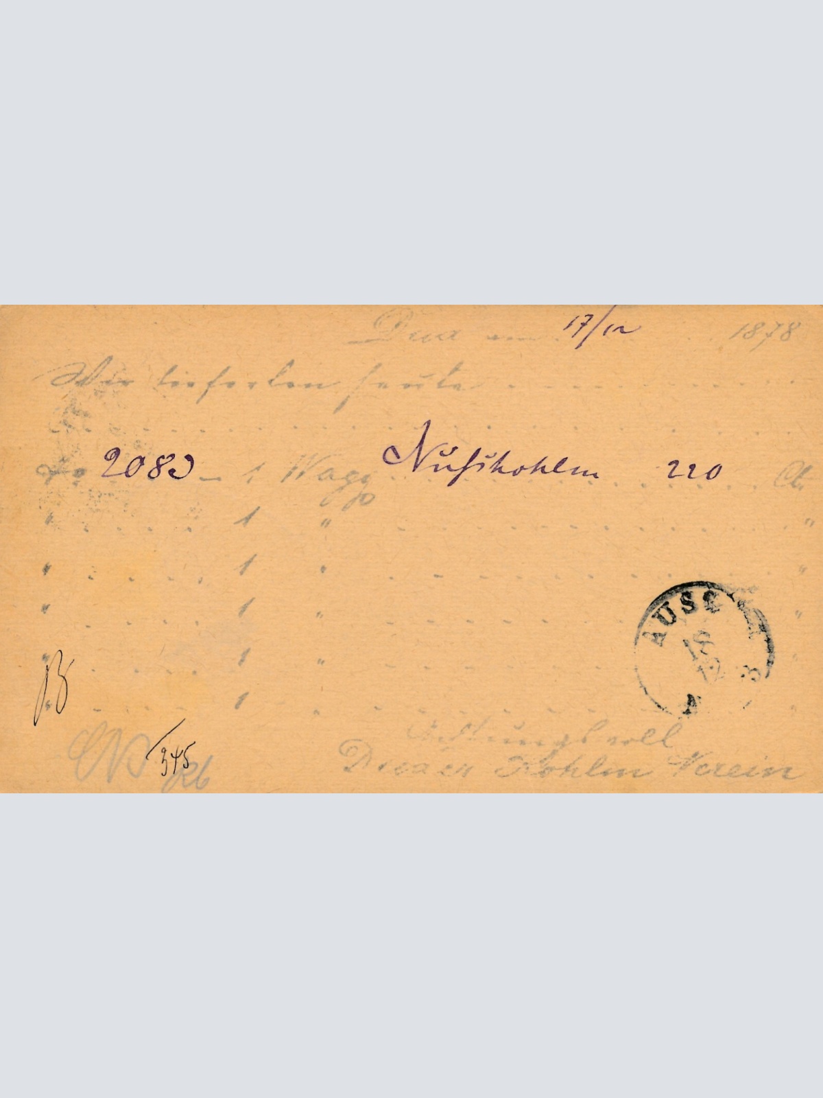 2 Kreuzer - Ganzsachen - Karte 1878 aus Dux (10049)