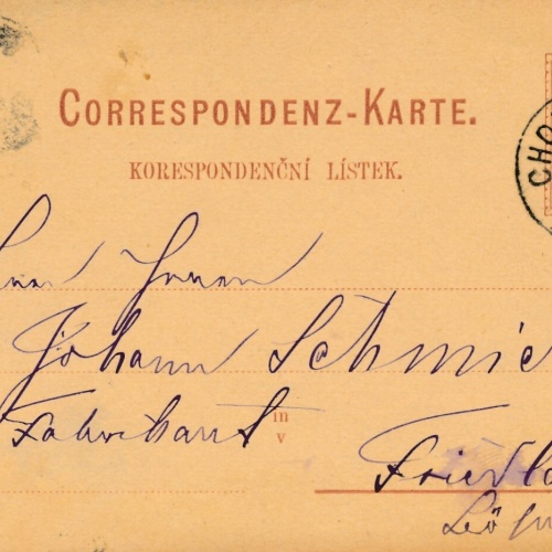 2 Kreuzer - Ganzsachen - Karte 1883 aus Chotebor (10051)