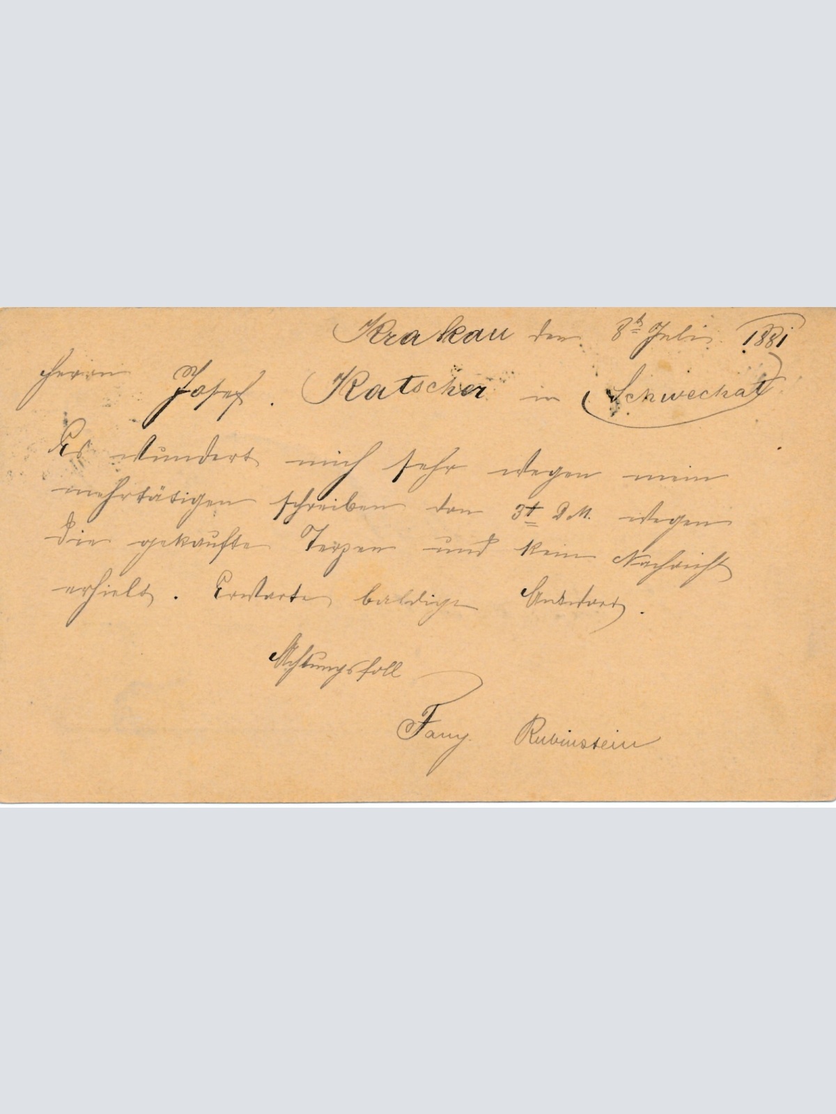 2 Kreuzer - Ganzsachen - Karte 1881 aus Krakau Bahnhof (10058)