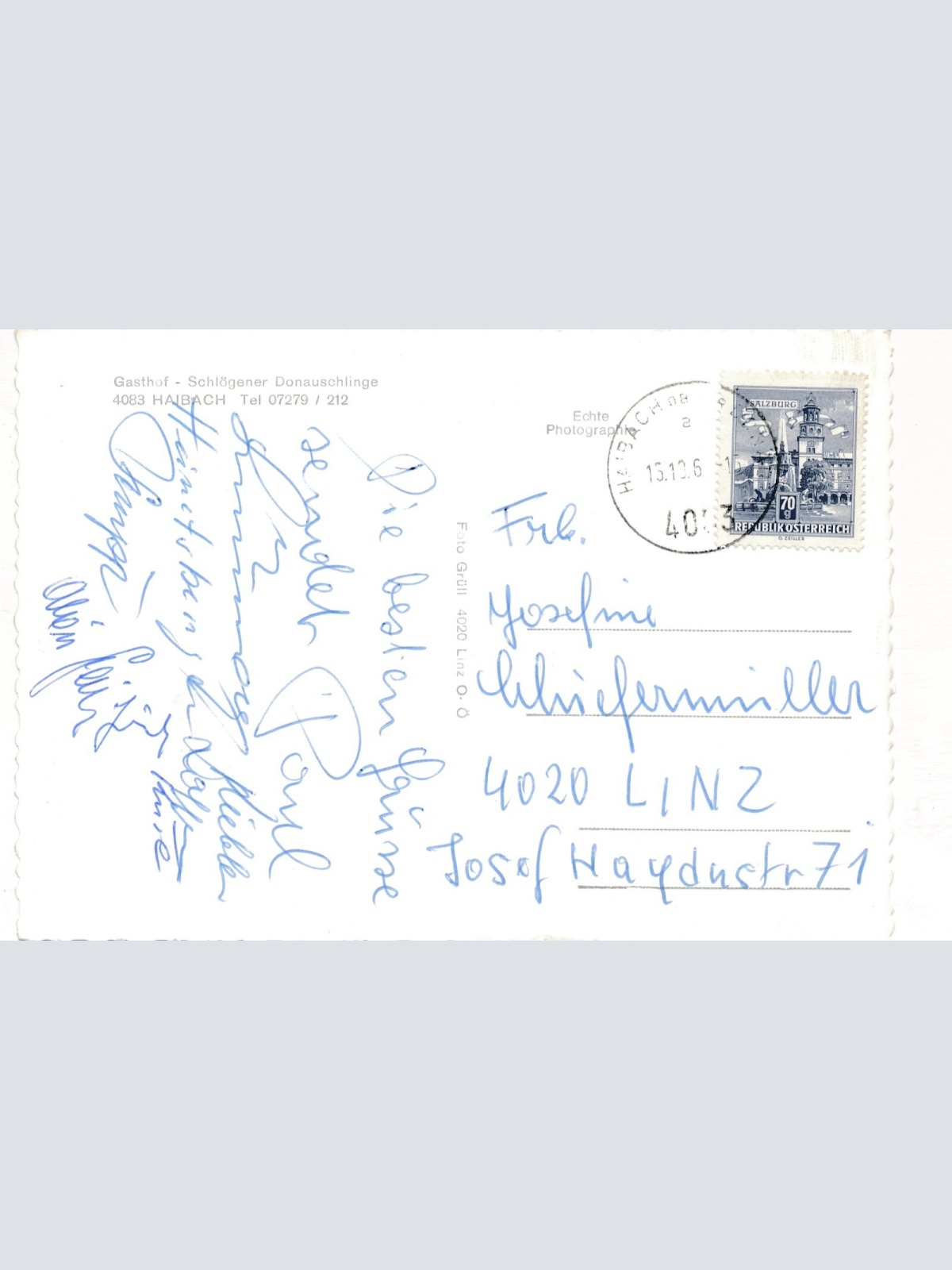 AK aus Haibach mit Gasthof Schlögener Ansichtskarte (10032)