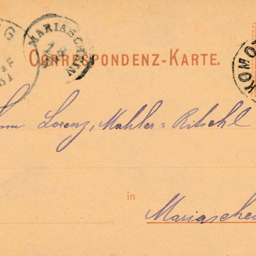 2 Kreuzer - Ganzsachen - Karte 1881 aus Komotau (10059)