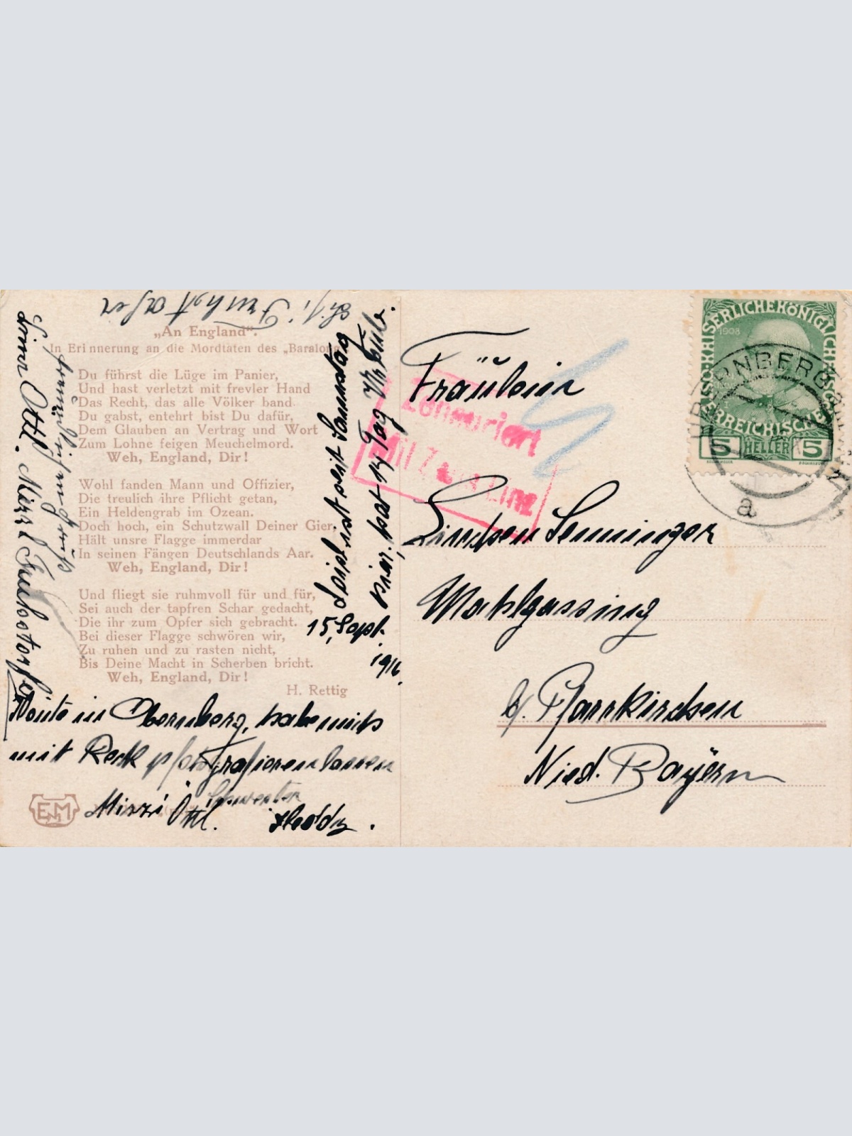 AK an England in erinnerung an die Mordtaten Millitaria Ansichtskarte (8647)