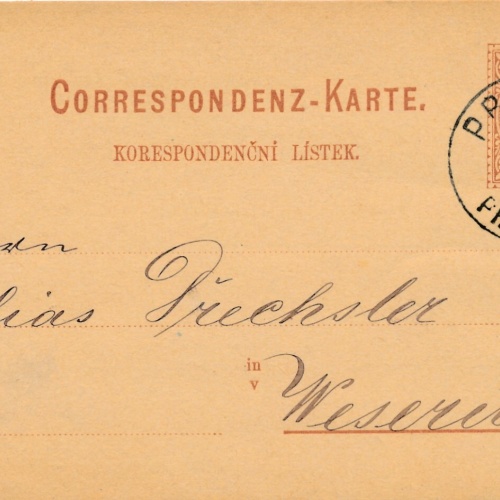 2 Kreuzer - Ganzsachen - Karte 1883 aus Praha Prag Poric (10141)