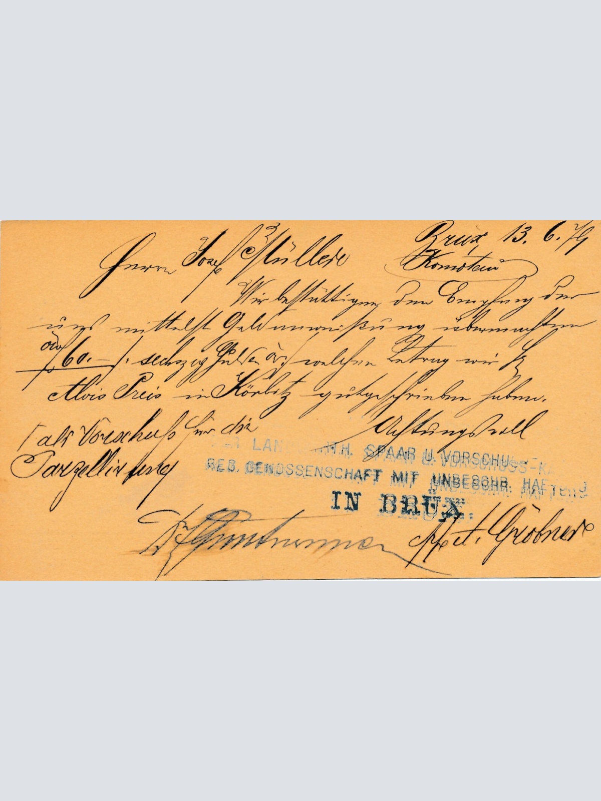 2 Kreuzer - Ganzsachen - Karte 1879 aus Brüx (10165)