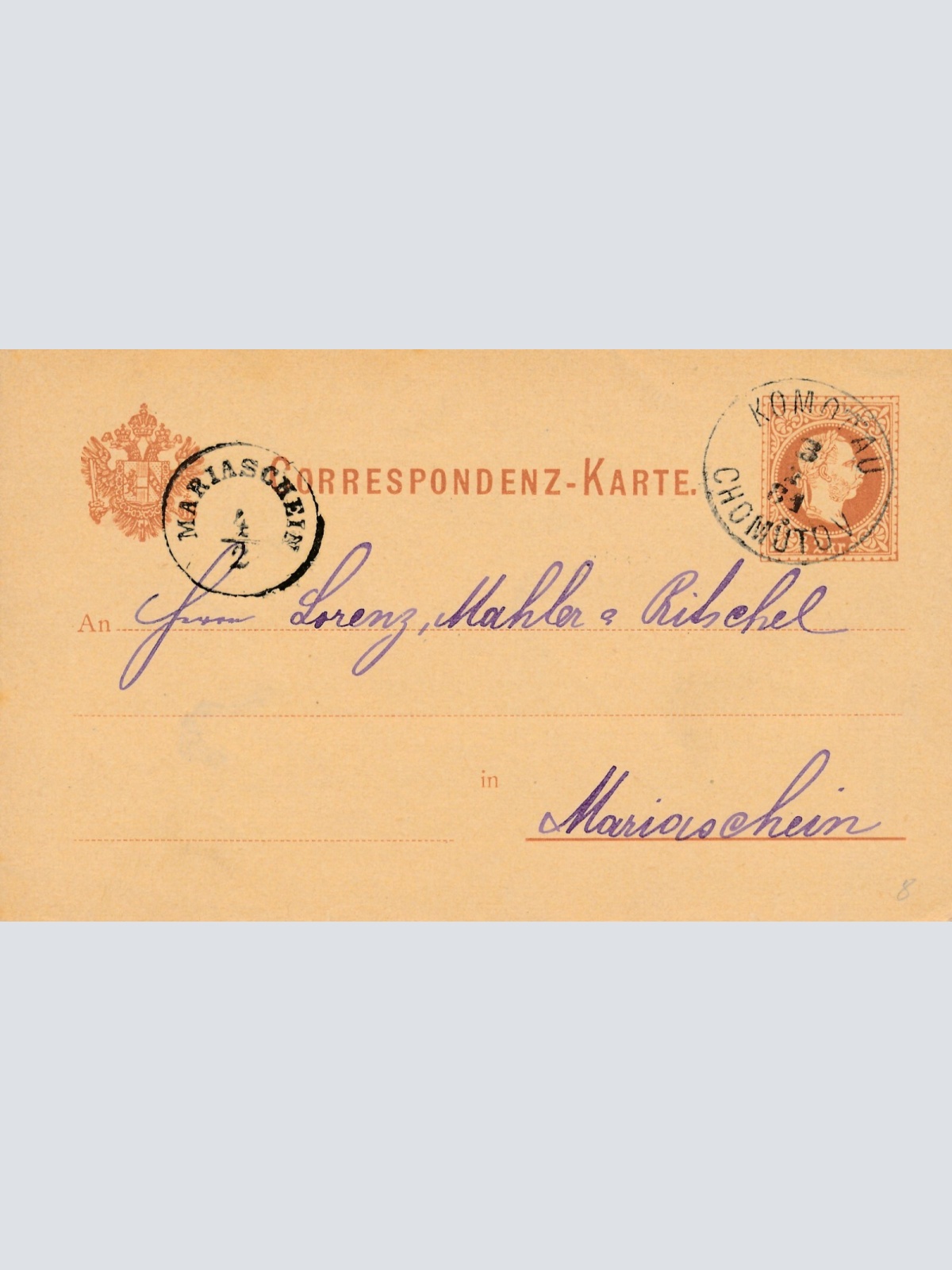 2 Kreuzer - Ganzsachen - Karte 1881 aus Komotau (10172)