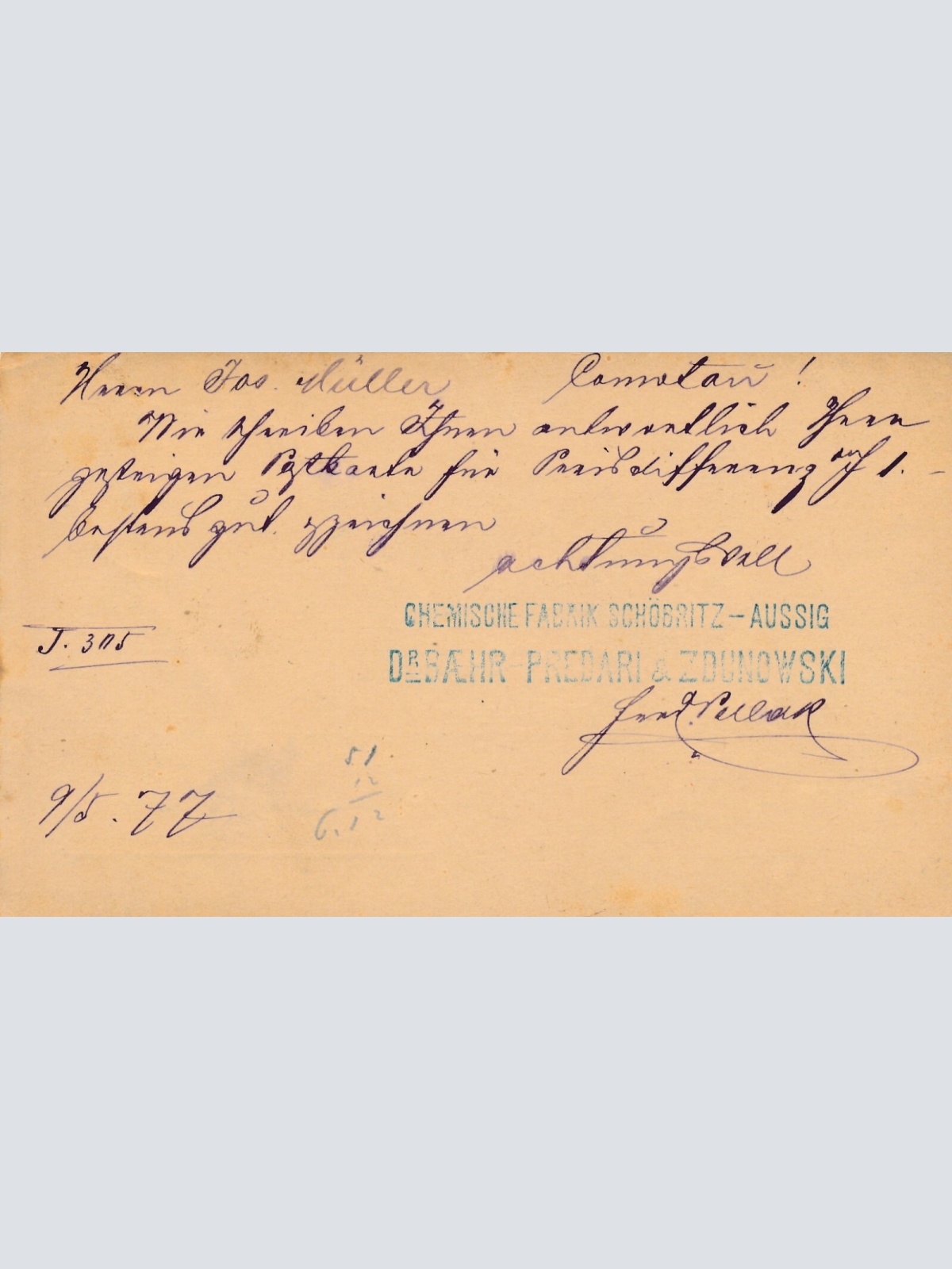 2 Kreuzer - Ganzsachen - Karte 1877 aus Aussig (10155)