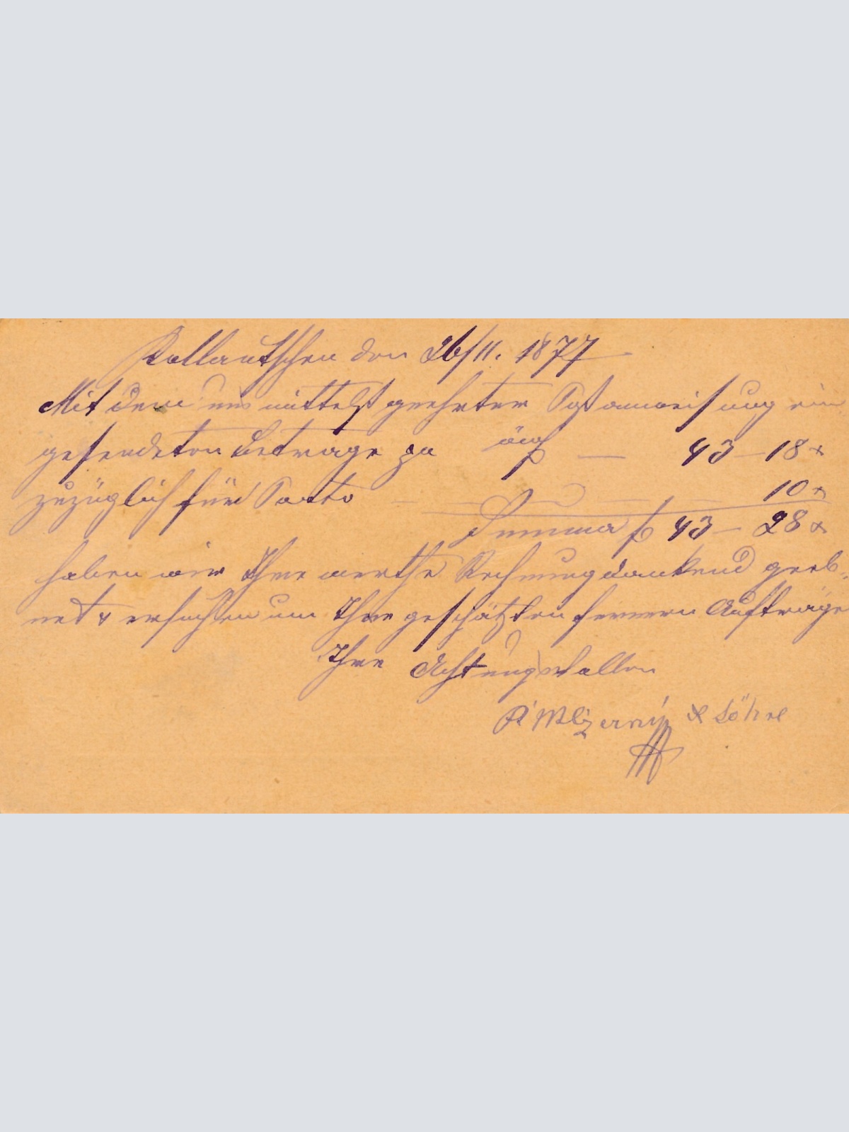 2 Kreuzer - Ganzsachen - Karte 1877 aus Köllautschen (10173)