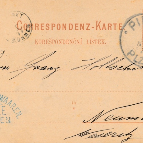 2 Kreuzer - Ganzsachen - Karte 1877 aus Pilsen (10082)