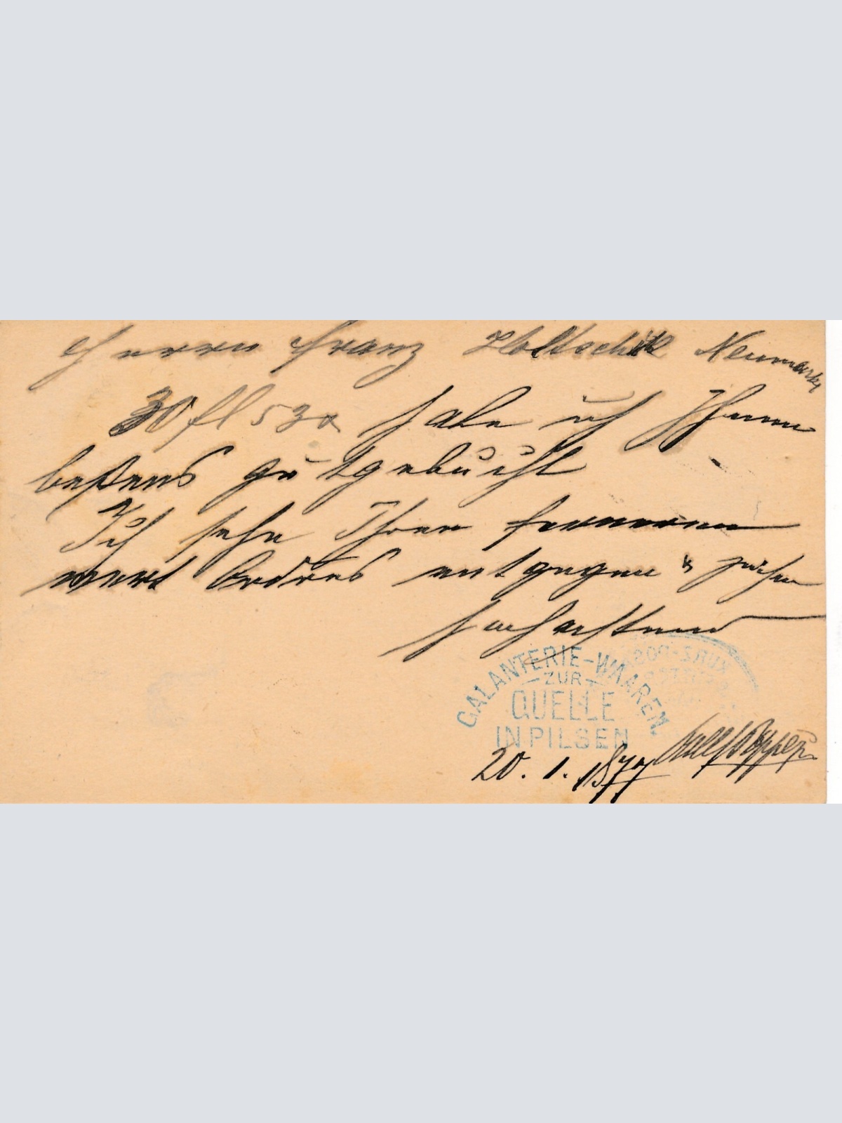 2 Kreuzer - Ganzsachen - Karte 1877 aus Pilsen (10082)