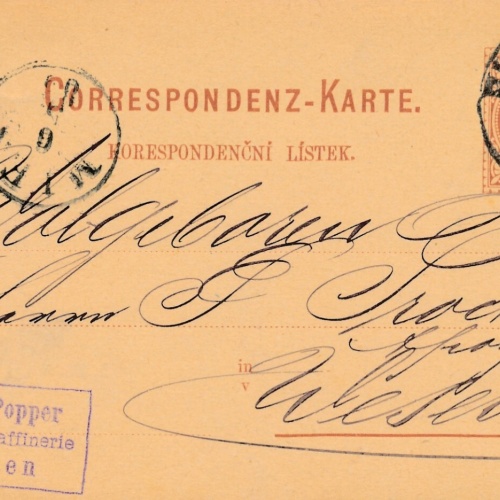 2 Kreuzer - Ganzsachen - Karte 1883 aus Pilsen (10097)