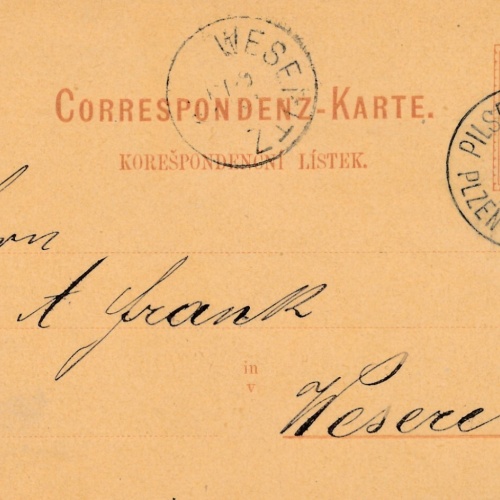 2 Kreuzer - Ganzsachen - Karte 1879 aus Pilsen Bahnhof (10079)