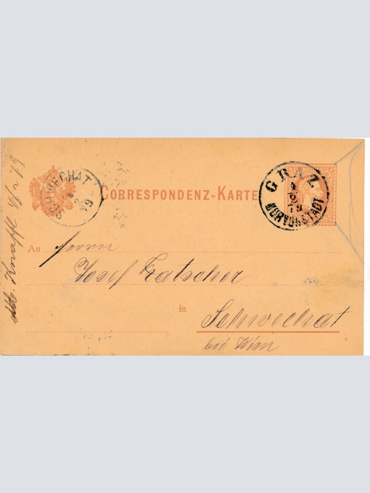 2 Kreuzer - Ganzsachen - Karte 1879 aus Graz (10074)