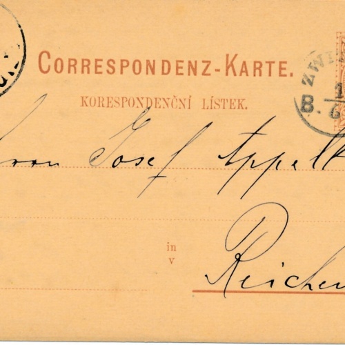 2 Kreuzer - Ganzsachen - Karte 1882 aus Zwittau (10078)