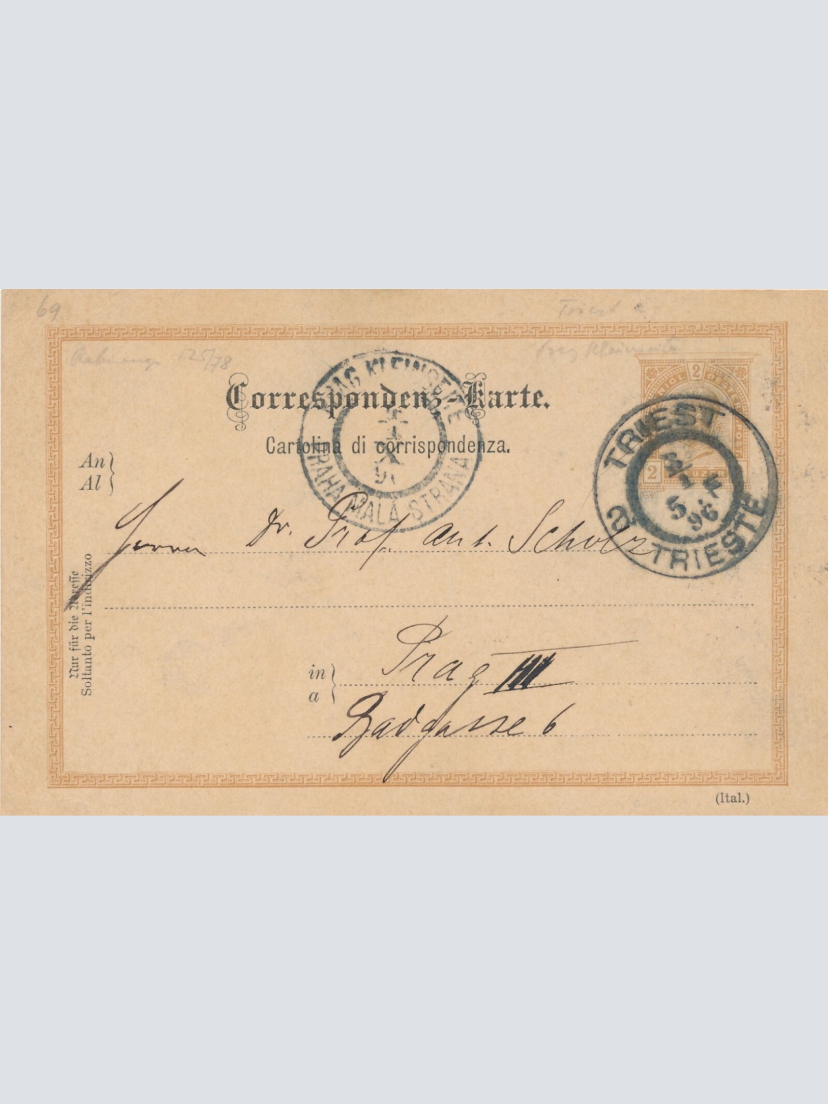 2 Kreuzer - Ganzsachen - Karte aus 1896 Triest - Trieste (10128)