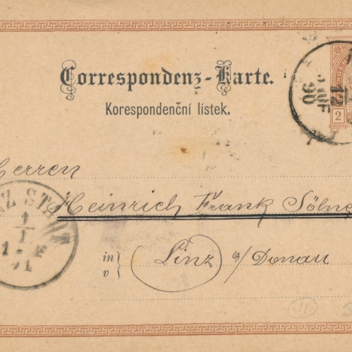 2 Kreuzer Ganzsachen - Karte (Böhm) 1890 aus Mistek (10531)