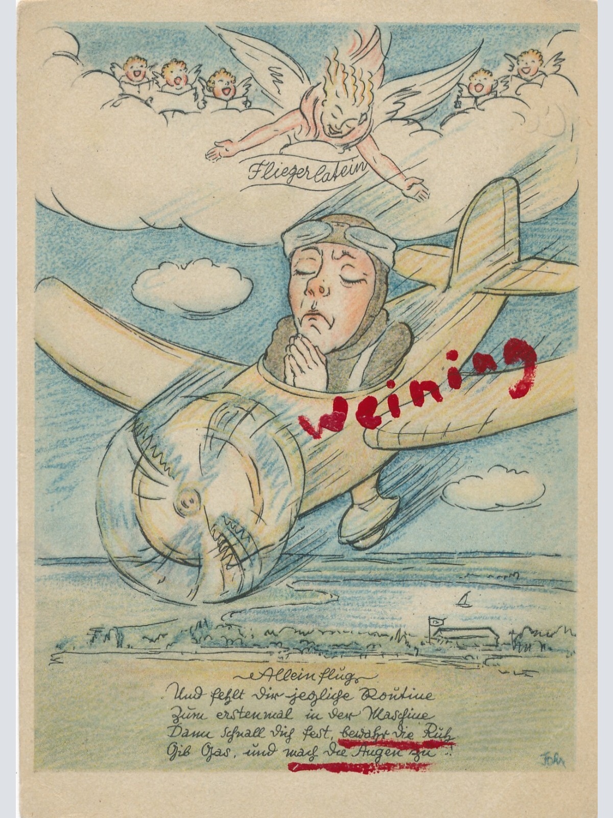 Motiv - Karte Fliegerlatein Pilot im Flieger Aleinflug (9119)