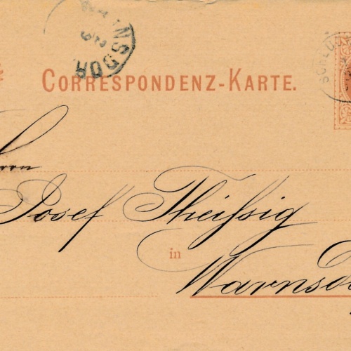 2 Kreuzer Ganzsachen - Karte 1877 aus Schlukenau (10526)