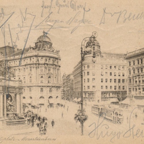 AK aus Wien Mozartdenkmal Ansichtskarte (10566)