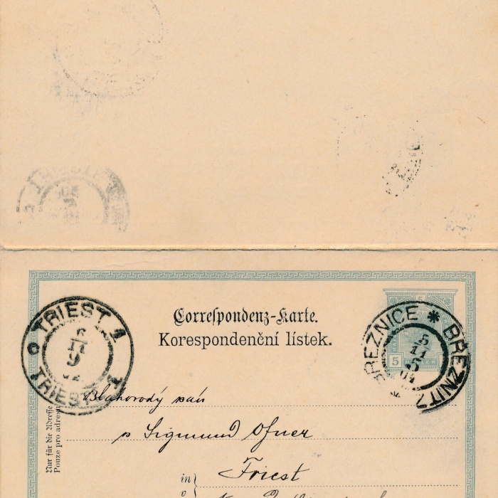 5 Heller Ganzsachen - Karte 1904 (Deutsch-Böhm) aus Breznice + AntwortK. (10559)