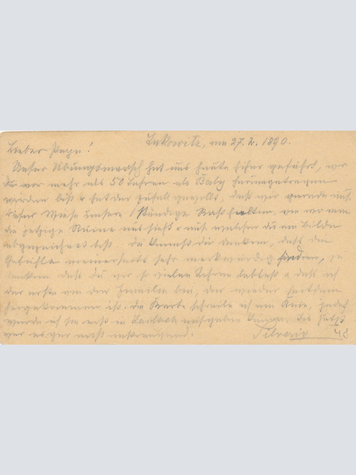 2 Kreuzer Ganzsachen - Karte (Slov) 1890 aus Laibach (10545)