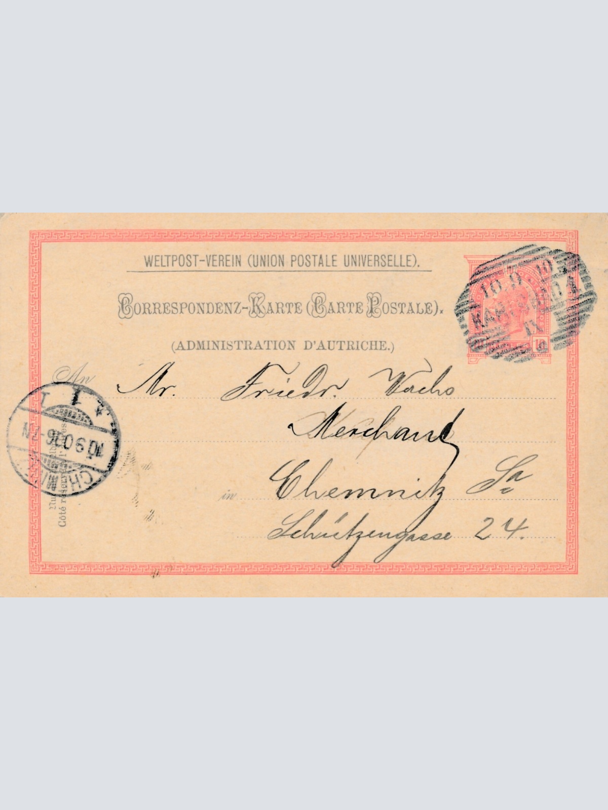 10 Heller Ganzsachen - Karte 1906 aus Karlsbad (10549)