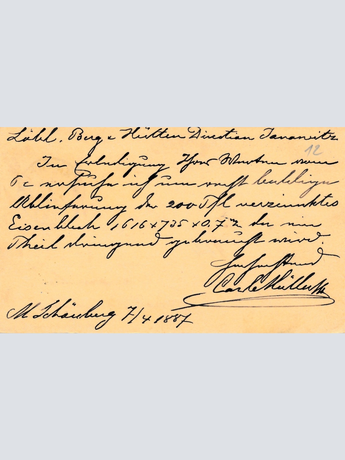 2 Kreuzer - Ganzsachen - Karte 1887 aus Mähr Schönberg (10704)