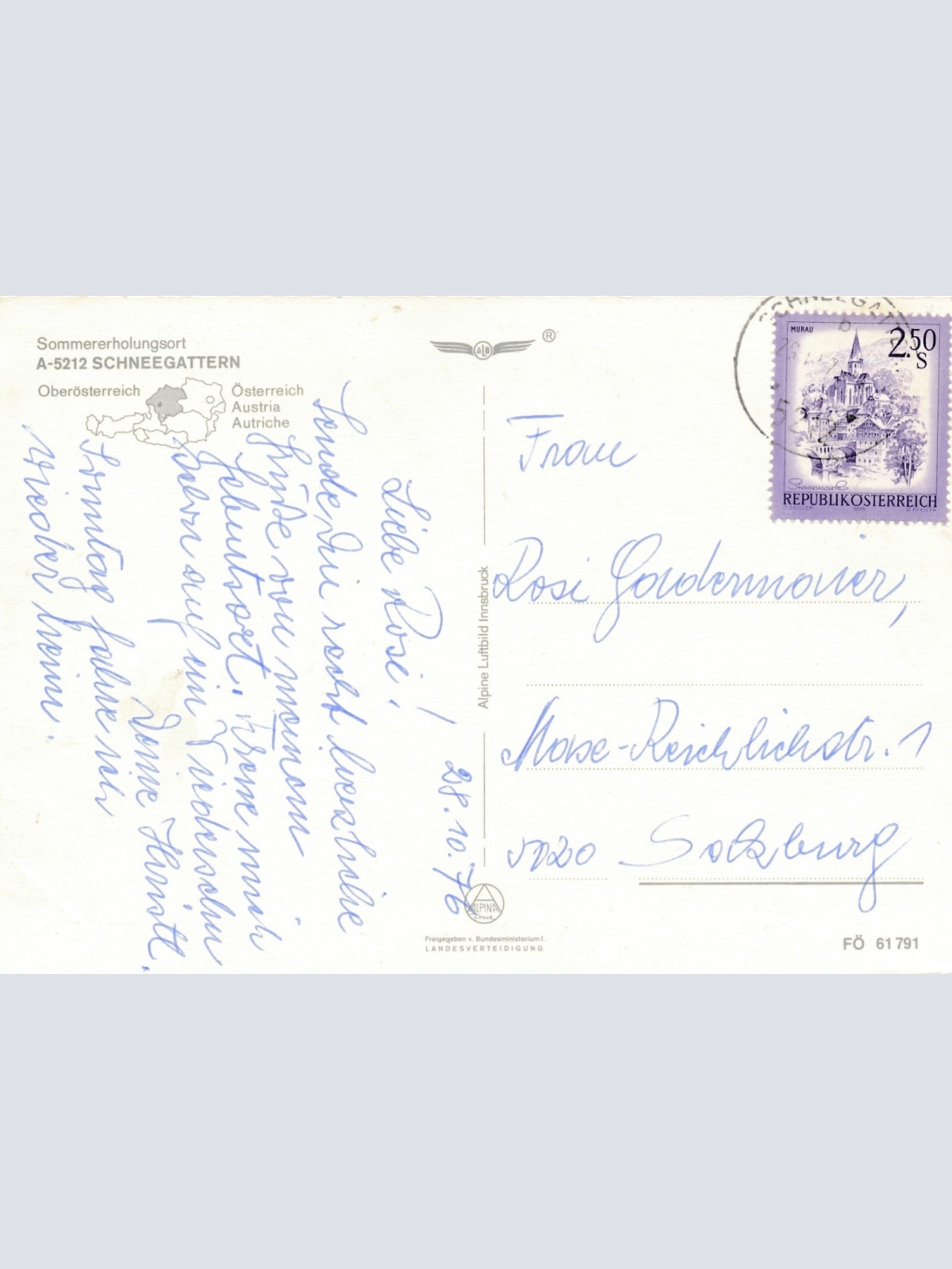 AK Alpine - Luftbild aus Schneegarttern Oberösterreich Ansichtskarte (10724)