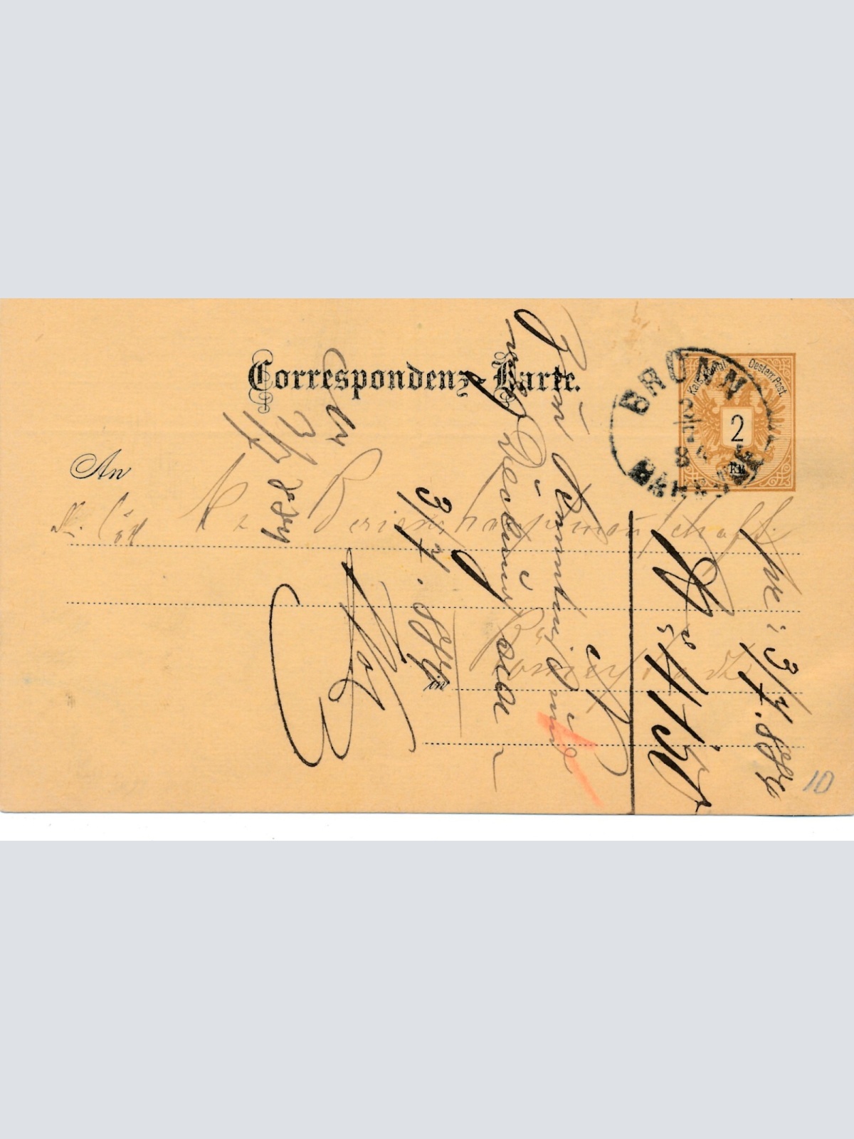 2 Kreuzer - Ganzsachen - Karte 1884 aus Brünn (10702)