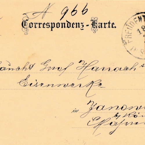 2 Kreuzer - Ganzsachen - Karte 1887 aus Freudenthal (10701)