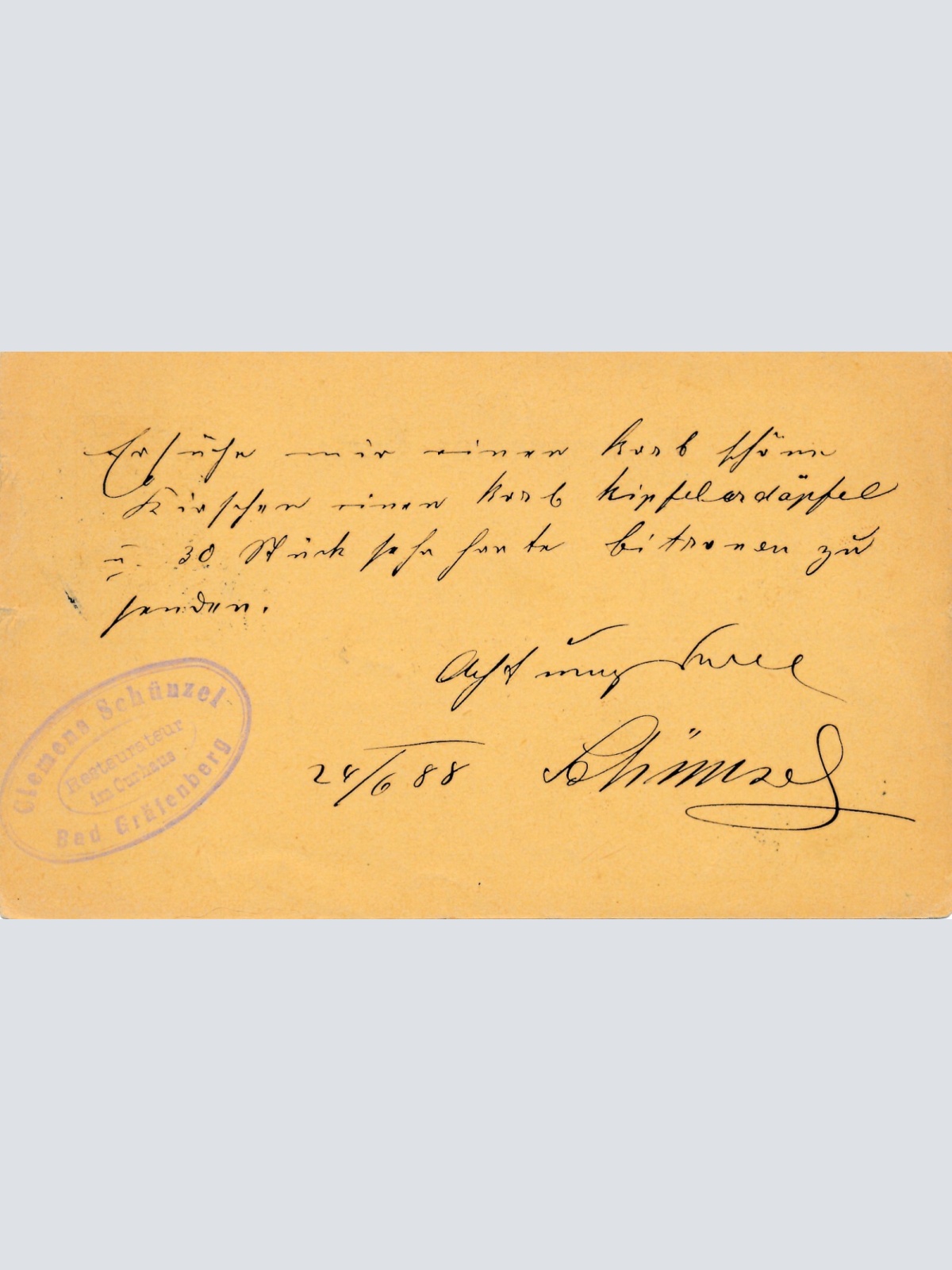 2 Kreuzer - Ganzsachen - Karte 1888 aus Grafenberg (10691)