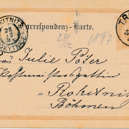 2 Kreuzer - Ganzsachen - Karte 1897 aus Troppau (10698)