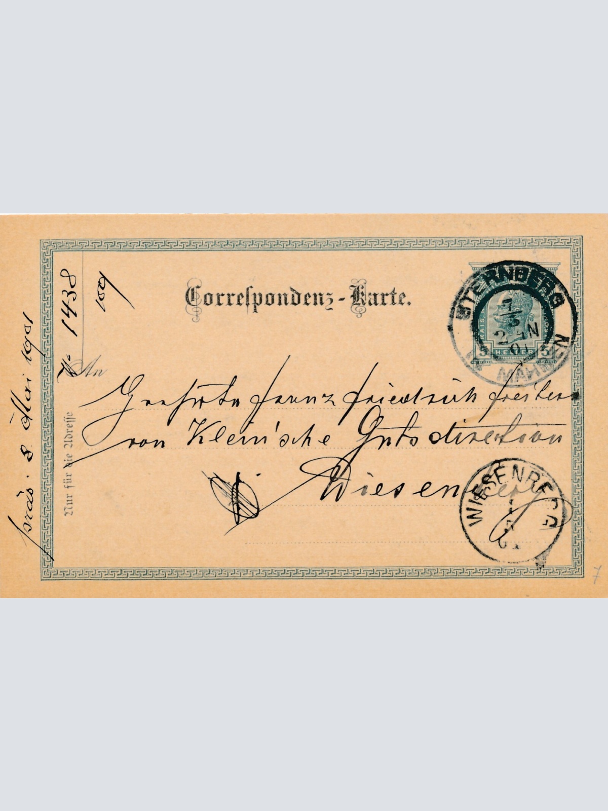 5 Heller - Ganzsachen - Karte 1901 aus Sternberg (10647)